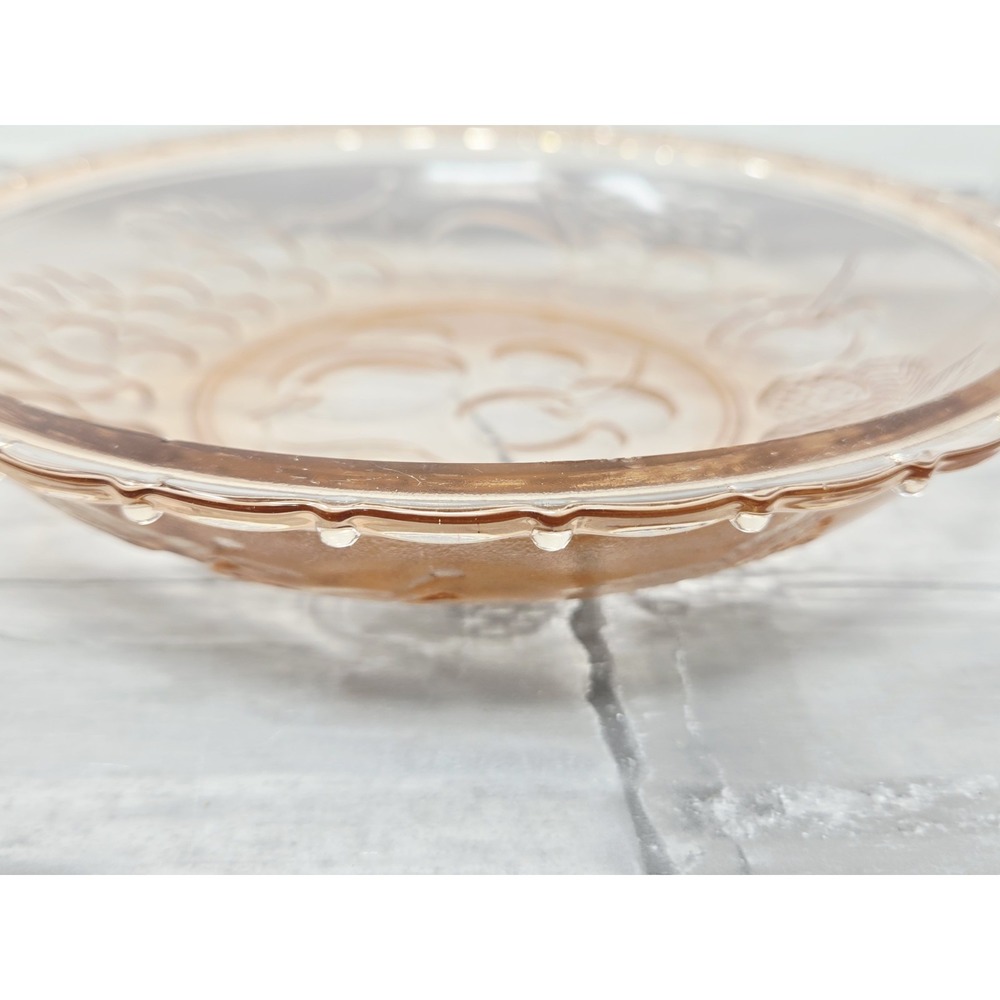 Vintage Pink Glass Bowl KIG Indonesia Fruit Pattern‎ Depression Glass - Picture 5 of 7